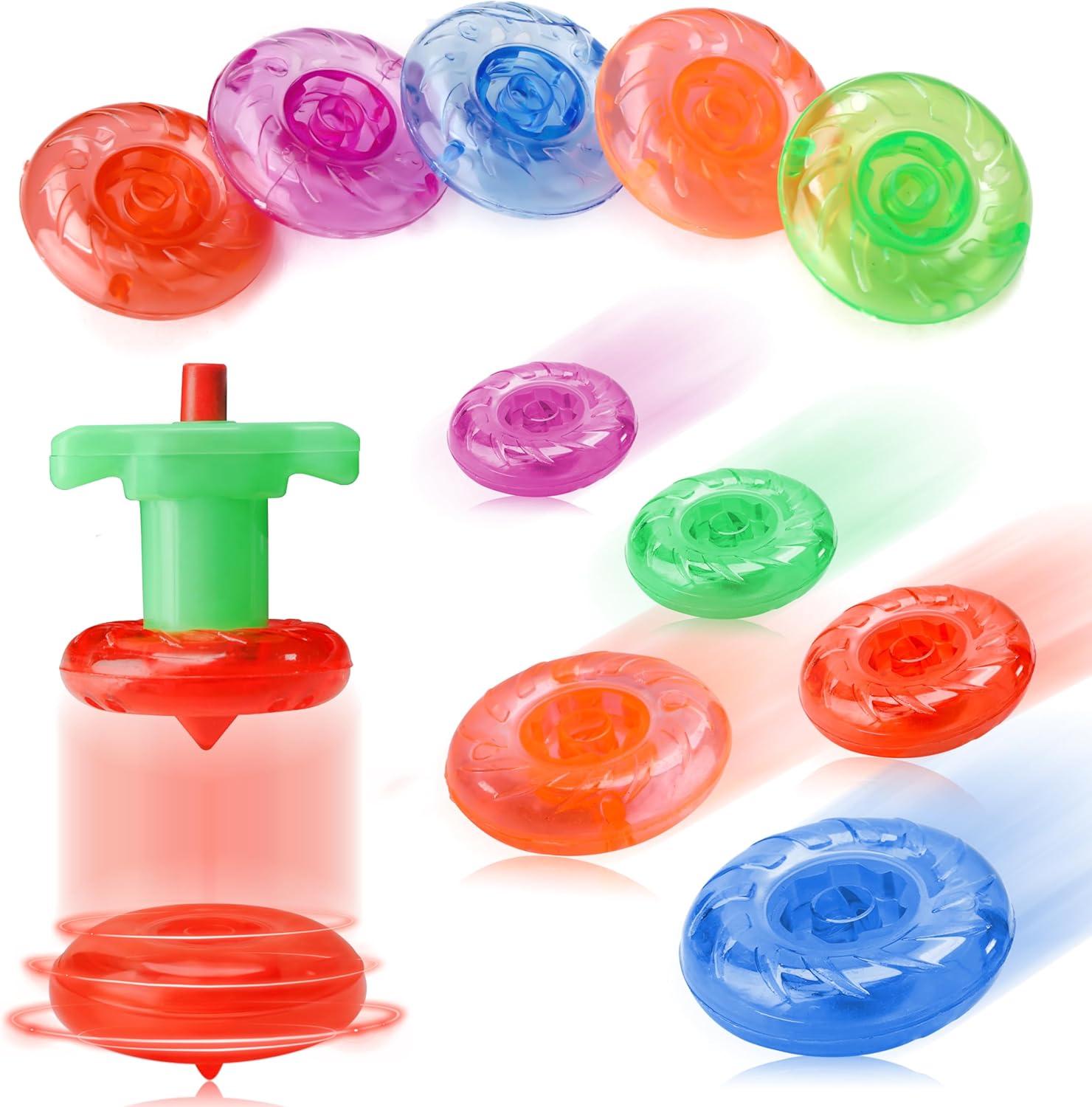 Colorful ice pop molds on a white background spin tops toppers